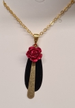 Black with red rose necklace 